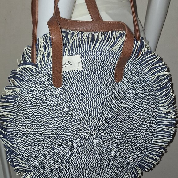 Round Straw Bags Women Rattan Handbags Handmade Woven Tote Wicker Shoul - Picture 5 of 11